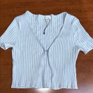 Garage Light Blue Ribbed Women's Top